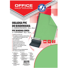 Обложка для переплета "Office Products", A4, пластик, 200 мкм, 100 шт., прозрачный, зеленый