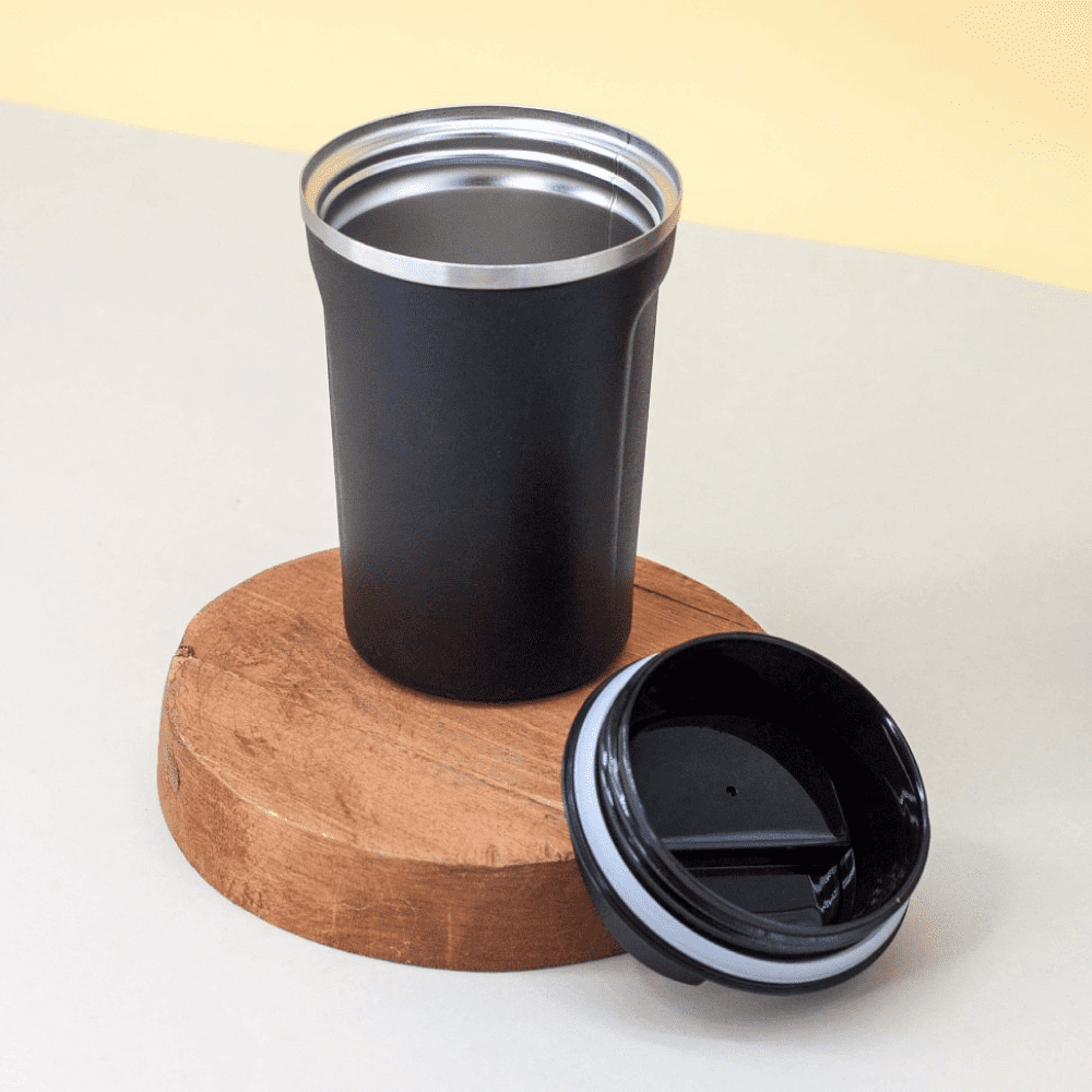 Кружка термическая "Mini coffee", сталь./пласт., 380 мл., черный - 2