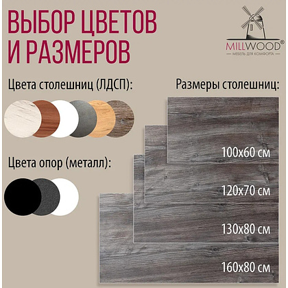 Стол Millwood Сеул, 1200х700 мм, сосна пасадена, белый - 10