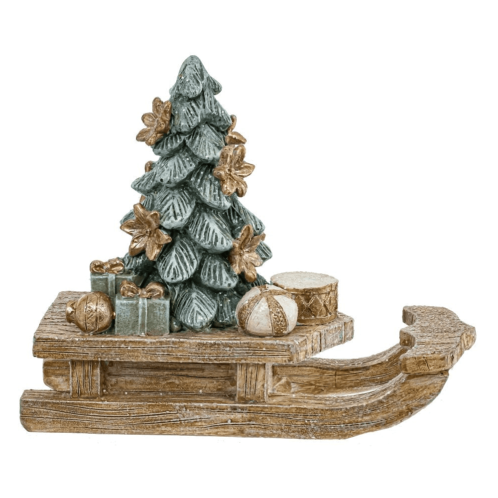 Фигурка "Елочка на санках", 10х11 см, разноцветный