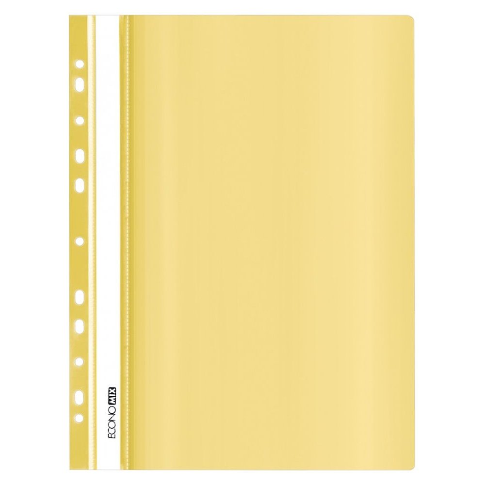 Папка скоросшиватель с перфорацией "Economix", А4, пастельный желтый