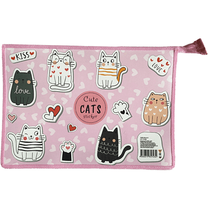 Папка для тетрадей "Cats stickers", А4, на молнии, розовый