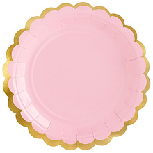 Тарелка бумажная, 18 см, 6 шт, светло-розовый