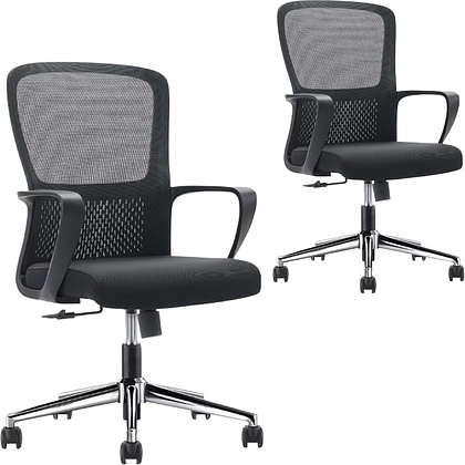 Кресло компьютерное SitZone U-069B, сетка, ткань, черный, 2 шт/упак