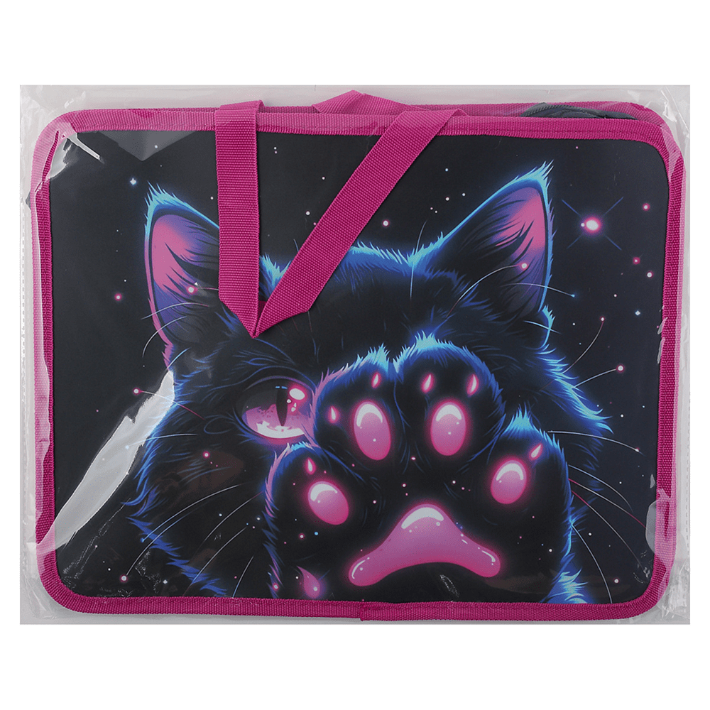 Папка для тетрадей "Cosmo Cat", 26х33 см, молния, пластик, черный, розовый - 2