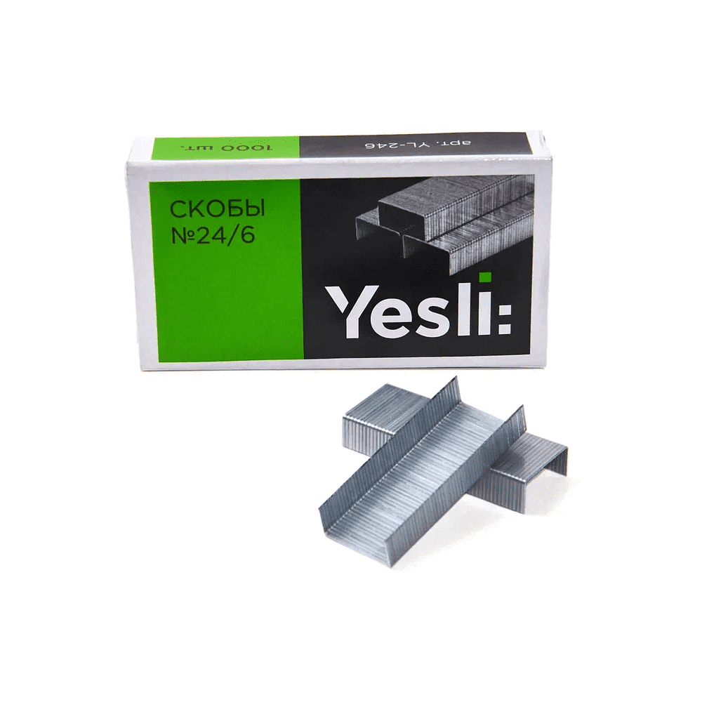 Скоба "Yesli:", 24/6, 1000 шт, металлик, -30% - 2