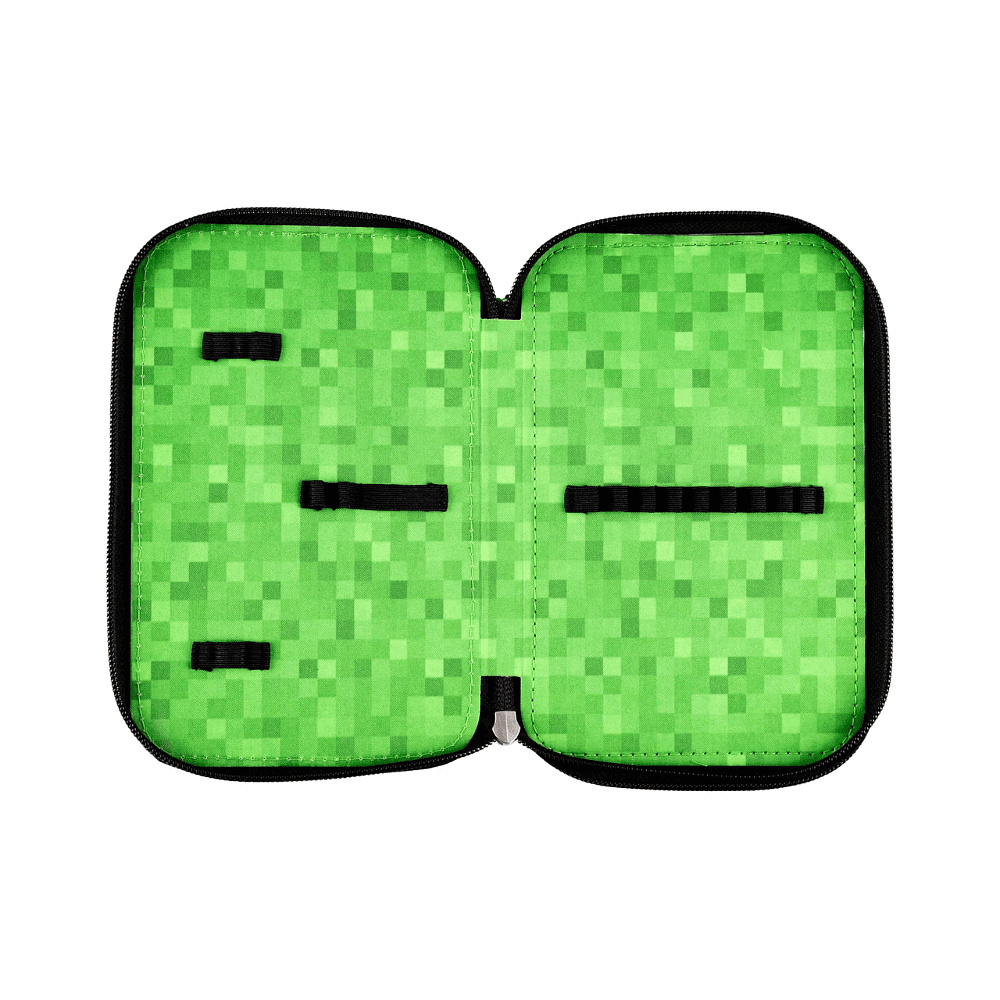 Пенал-книжка "Minecraft", 2 отделения, черный, зеленый - 3