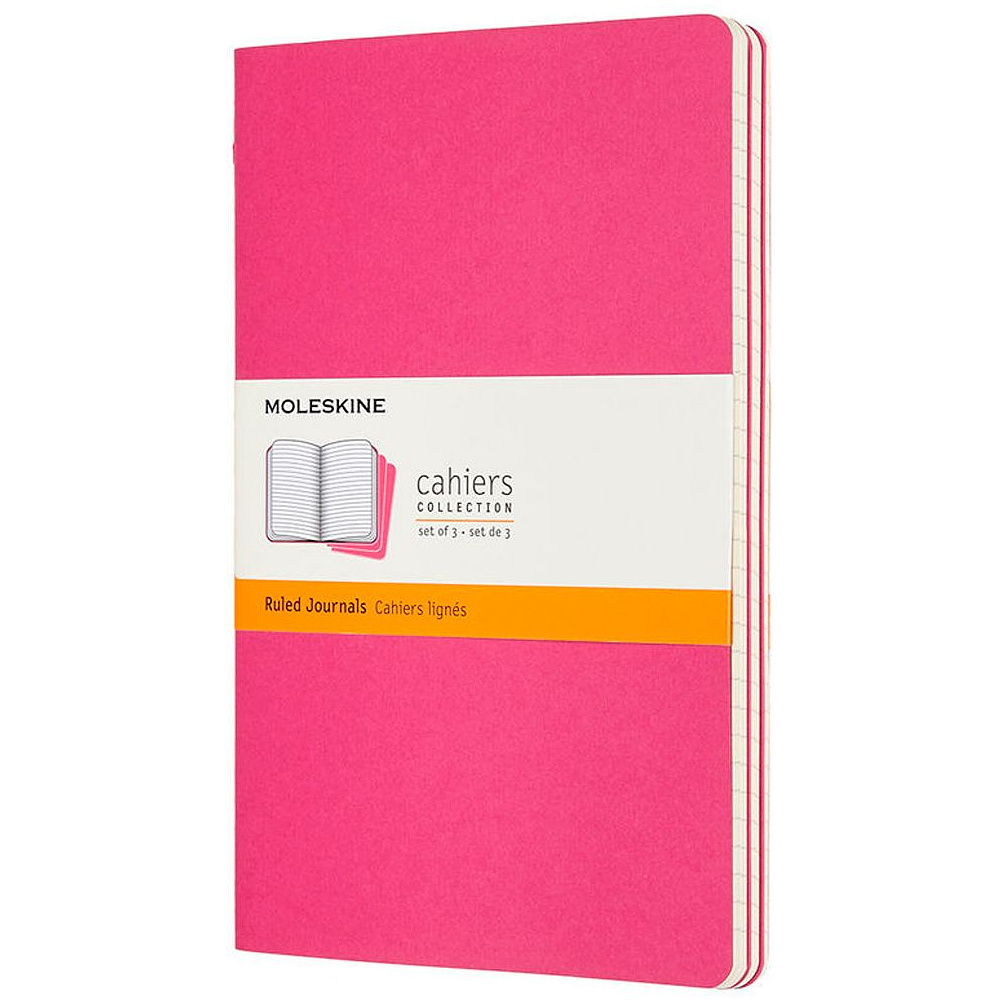 Блокнот "Cahier Journal Large", А5, 40 листов, линейка, 3 шт, розовый неон