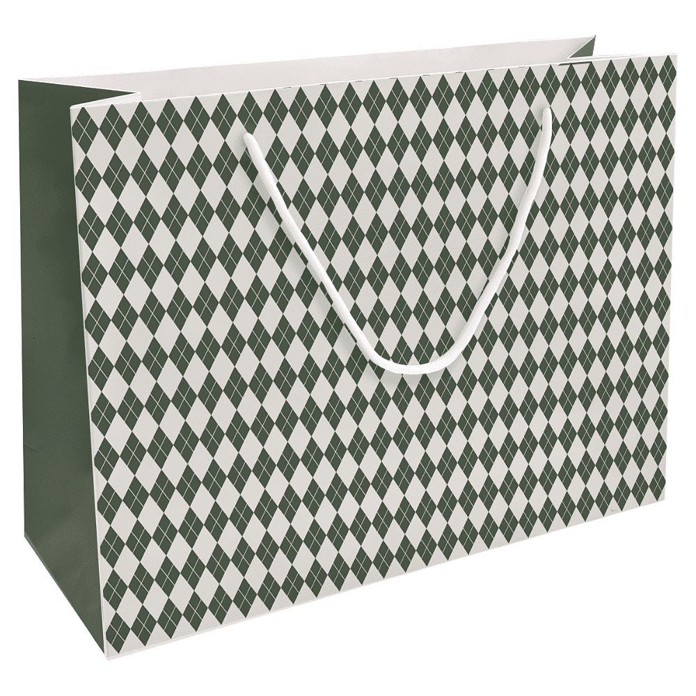 Пакет бумажный подарочный "Cage", 36х26х12 см, зеленый