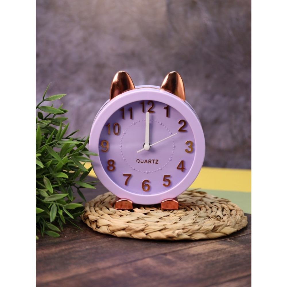 Часы-будильник настольные "Golden awakening Kitty", фиолетовый  - 3
