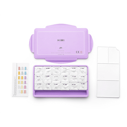 Краски гуашевые "Himi Jelly Cup. Pastel colors", 18 цветов, кювета, фиолетовый футляр - 5