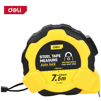 Рулетка Deli YS EDL3796, 7,5 м х 25 мм, желтый, черный - 3