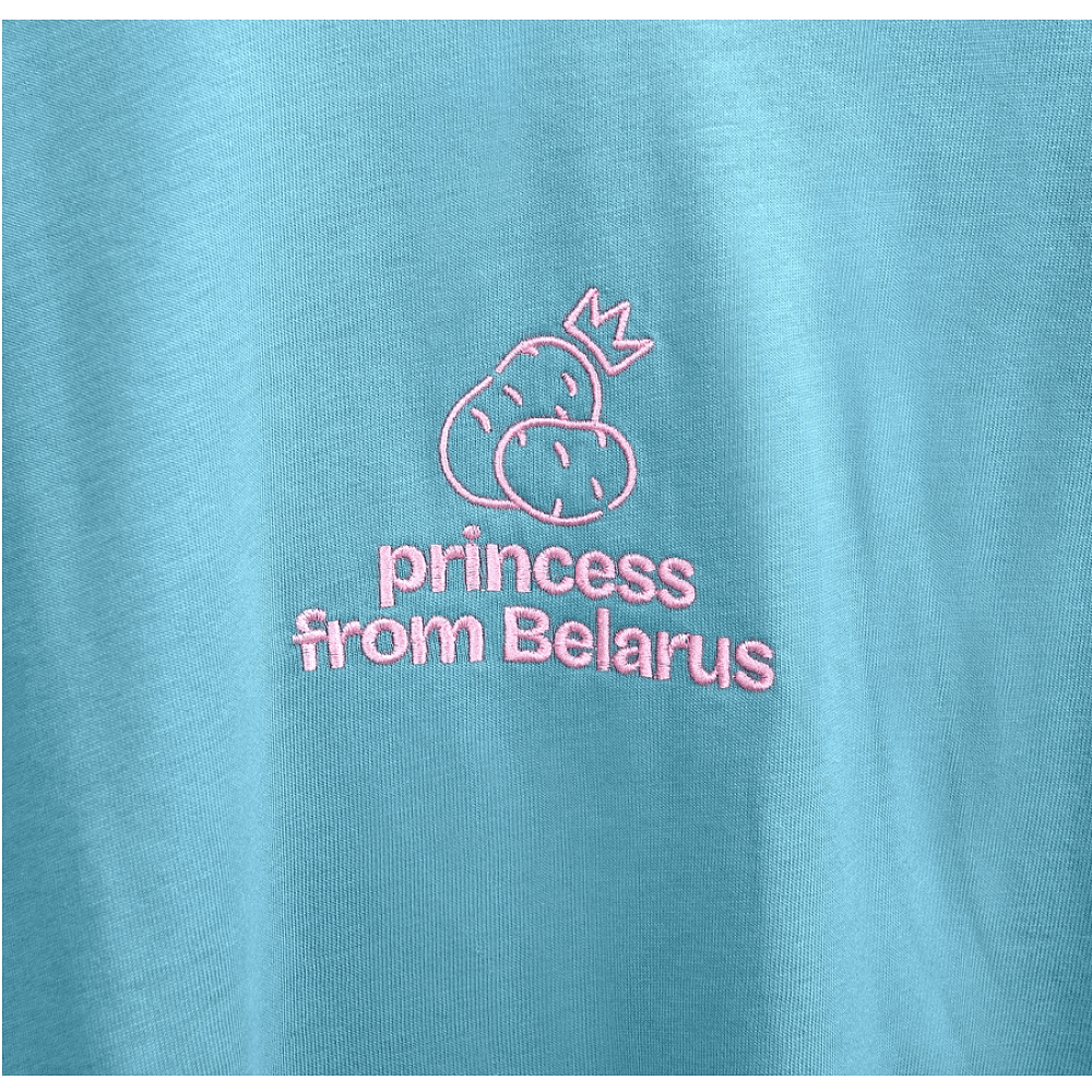 Набор сувенирный "Футболка унисекс оверсайз "Princess from Belarus", S, пыльно-бирюзовый + открытка-стикер 3D" - 5