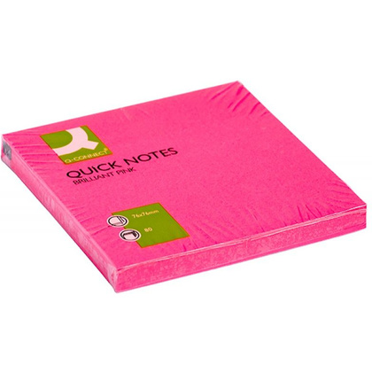 Бумага для заметок "Q-Connect", 76x76 мм, 75 листов, розовый неон