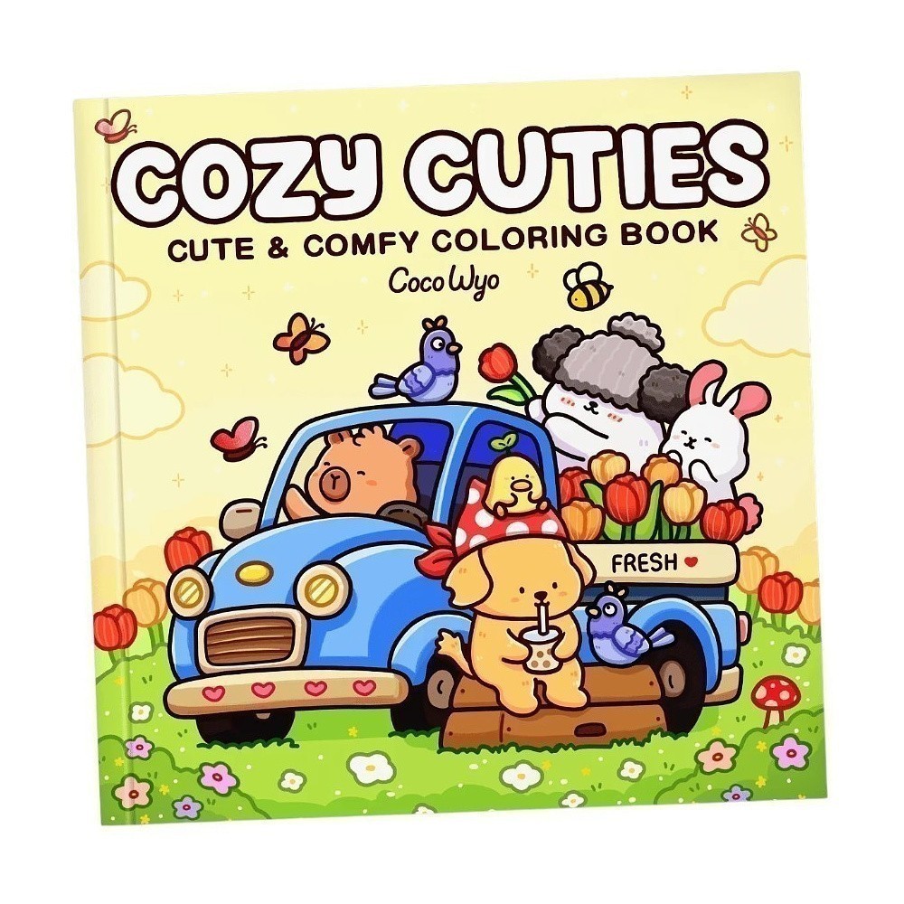 Раскраска на английском языке "Cozy Cuties. Cute and Comfy Colouring Book", Coco Wyo