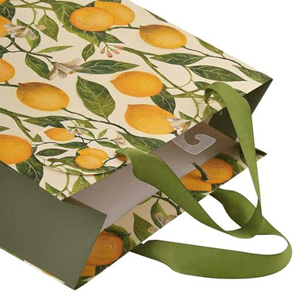 Пакет бумажный подарочный "Flora. Лимоны", 26x32,4x13 см, желтый - 2