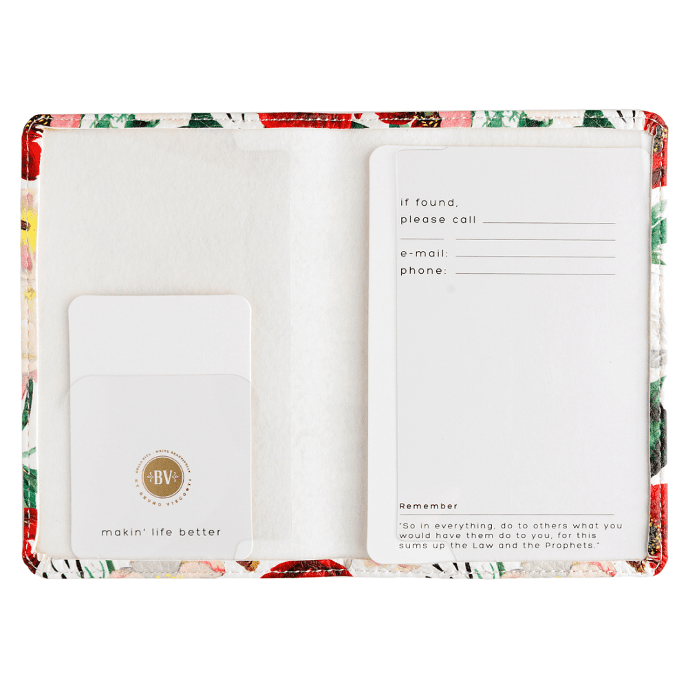 Обложка для паспорта "Flora. Пионы", кожзам., белый, красный - 2