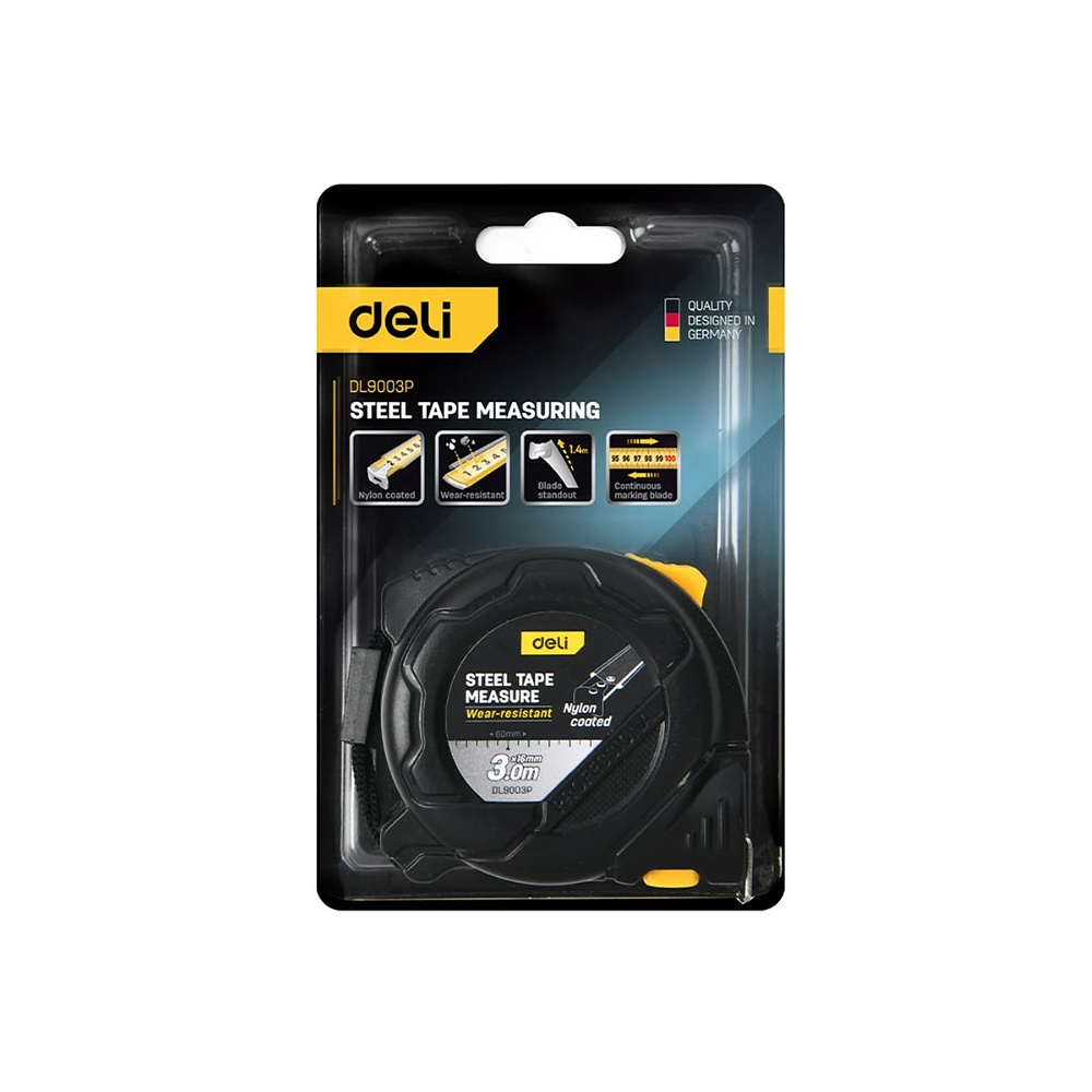 Рулетка Deli YS EDL3799, 3 м х 16 мм, желтый, черный - 8