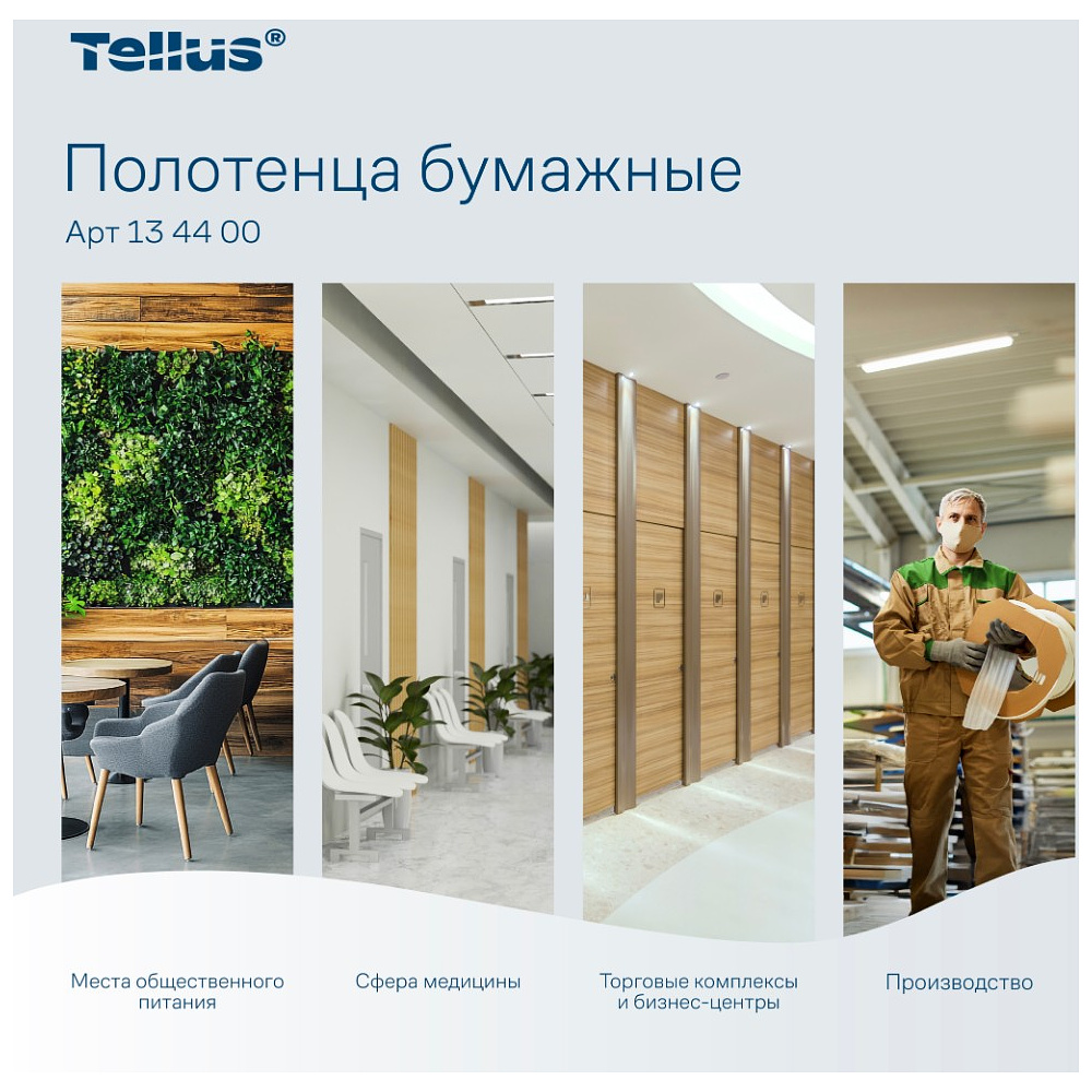 Полотенца бумажные Tellus Синглфолд Баланс, листовые, 1 слой, 250 листов, H3 - 10