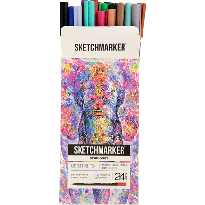 Ручка капиллярная "Sketchmarker Artist fine pen Studio", 24 шт - 10