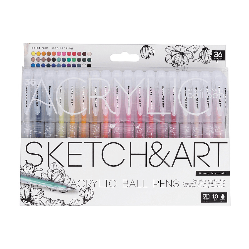 Набор ручек акриловых "Sketch&Art", 1 мм, 36 шт, ассорти