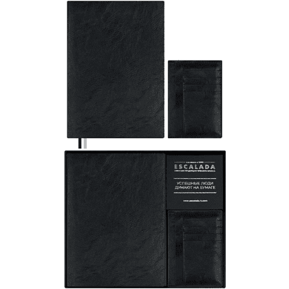 Набор ежедневник недатированный "Фланстэр", 320 страниц, + картхолдер, 100x140 мм., черный  - 2