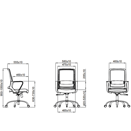 Кресло для персонала SitZone "U-0385 PL", ткань, пластик, черный, 2 шт/упак - 9