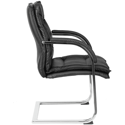 Кресло на полозьях "Бюрократ T-9927SL-LOW-V", натуральная кожа, черный, металл хром - 3