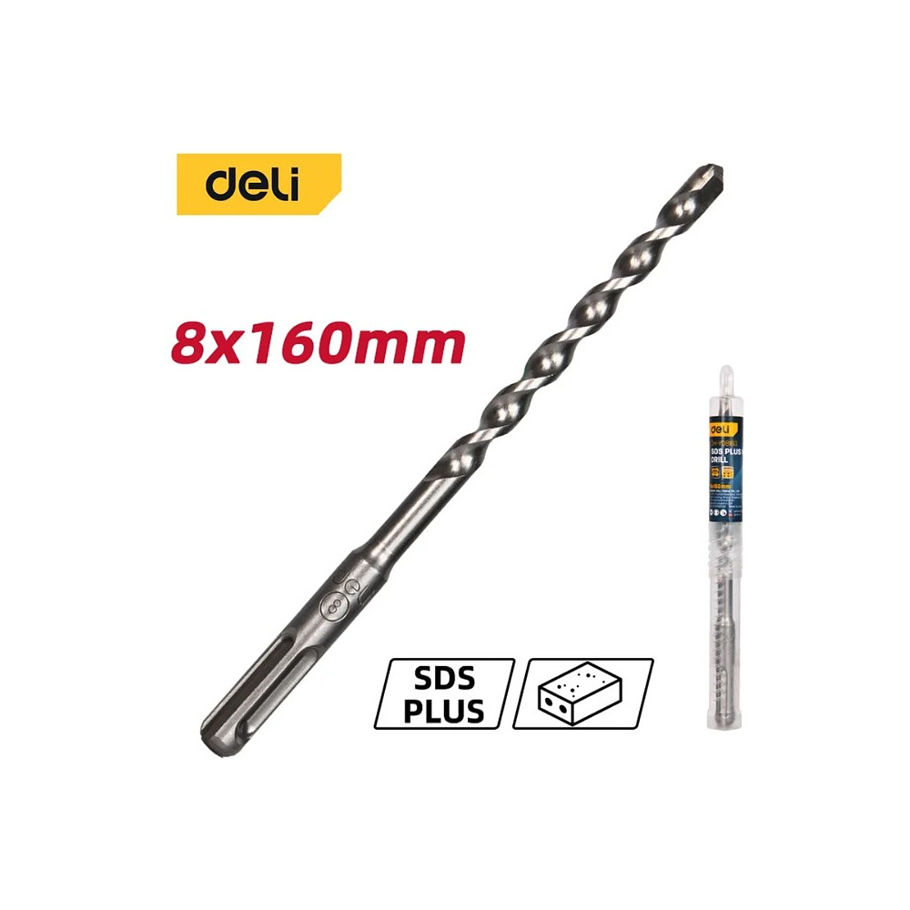 Бур по бетону Deli YS EDH-Y08160, 8x160 мм, SDS-PLUS - 2 Бур по бетону Deli YS EDH-Y08160, 8x160 мм, SDS-PLUS - 2