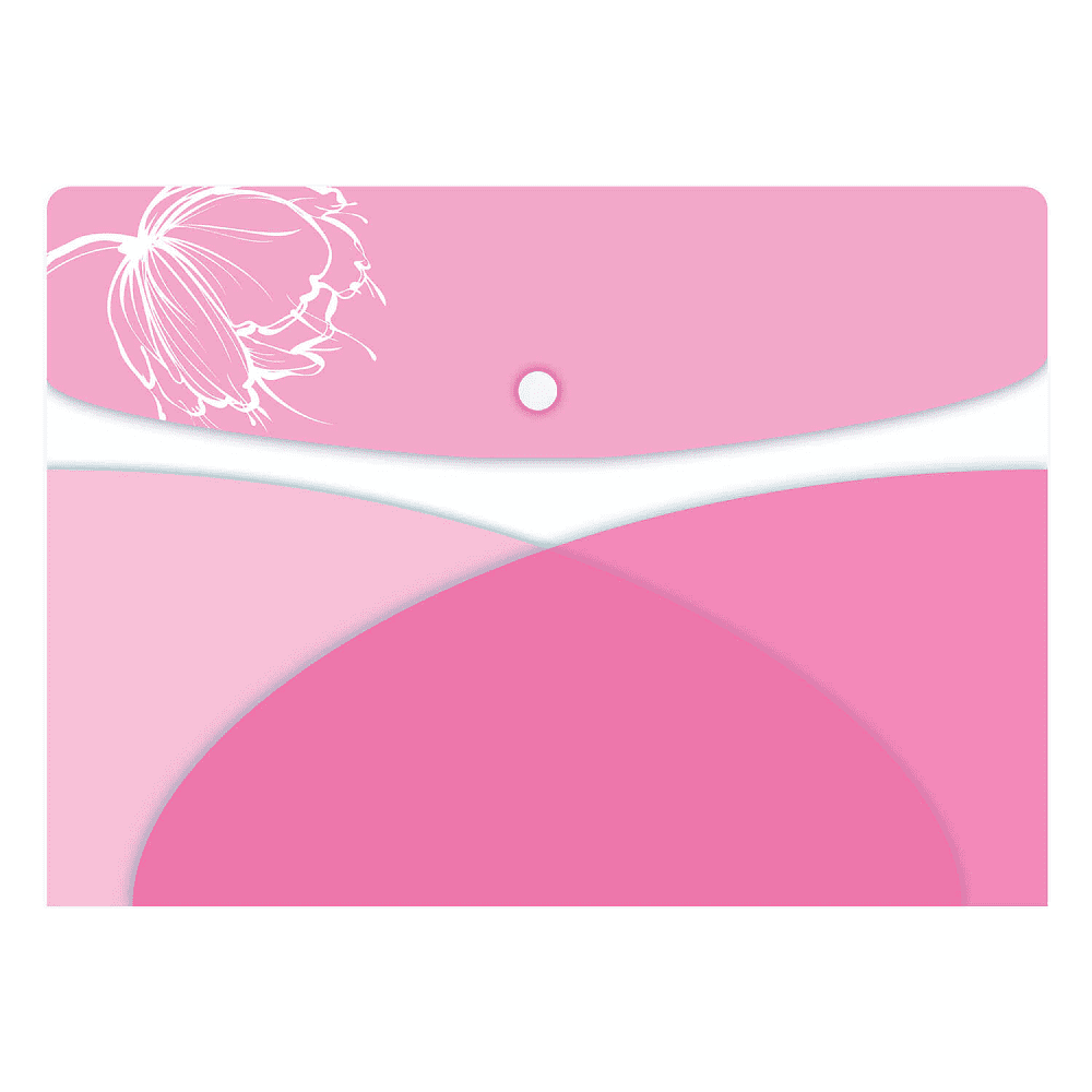Папка-конверт на кнопке "Цветок на розовом", А4,  розовый