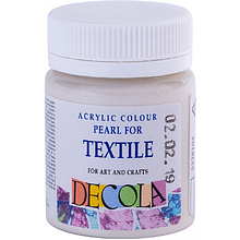 Краска акриловая по ткани перламутровая "Декола", 104 белая, 50 мл., банка
