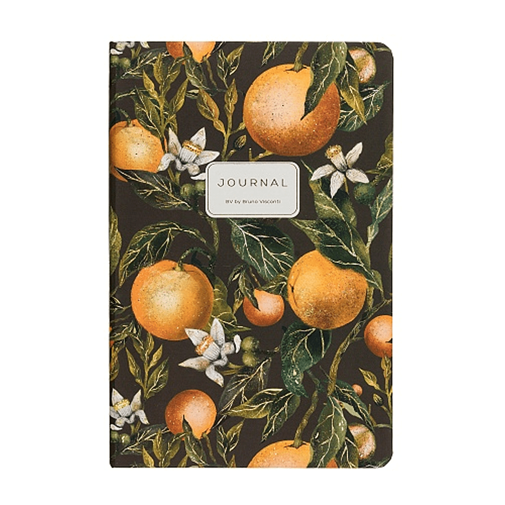Книга записная "Flora. Paradise. Oranges", A5, 100 листов, линейка, твердая обложка, зеленый, оранжевый - 2