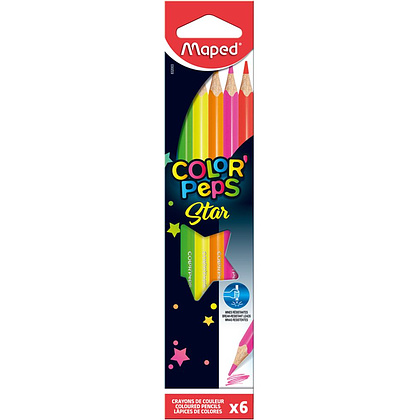 Цветные карандаши флуоресцентные Maped "Color'Peps Fluo", 6 цветов, -50%