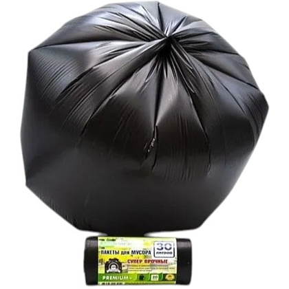Мешки для мусора Mirpack Premium+, 30 л, 20 шт/рулон, ПСД, 20 мкм, 50х60 см, черный - 2