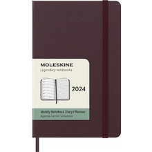 Еженедельник датированный Moleskine "Classic Wknt Pocket" на 2024 год, 114 страниц, линованный, бордовый