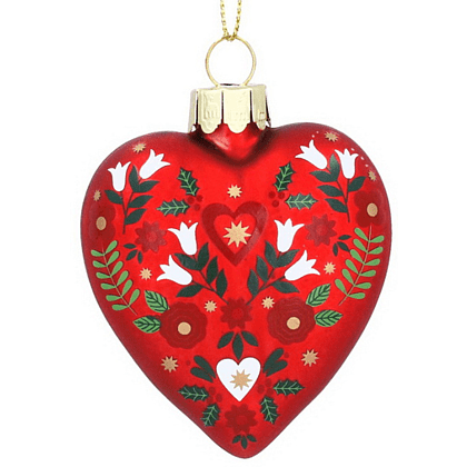 Украшение елочное "Альпийское сердце", 8 см, стекло, красный
