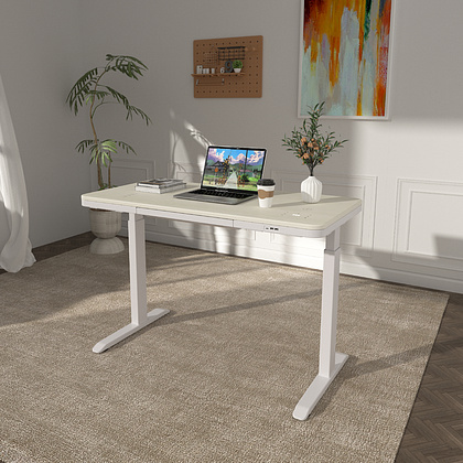 Стол с электроприводом двухмоторный AOKE HOME WOOD, цвет белый/береза  - 10