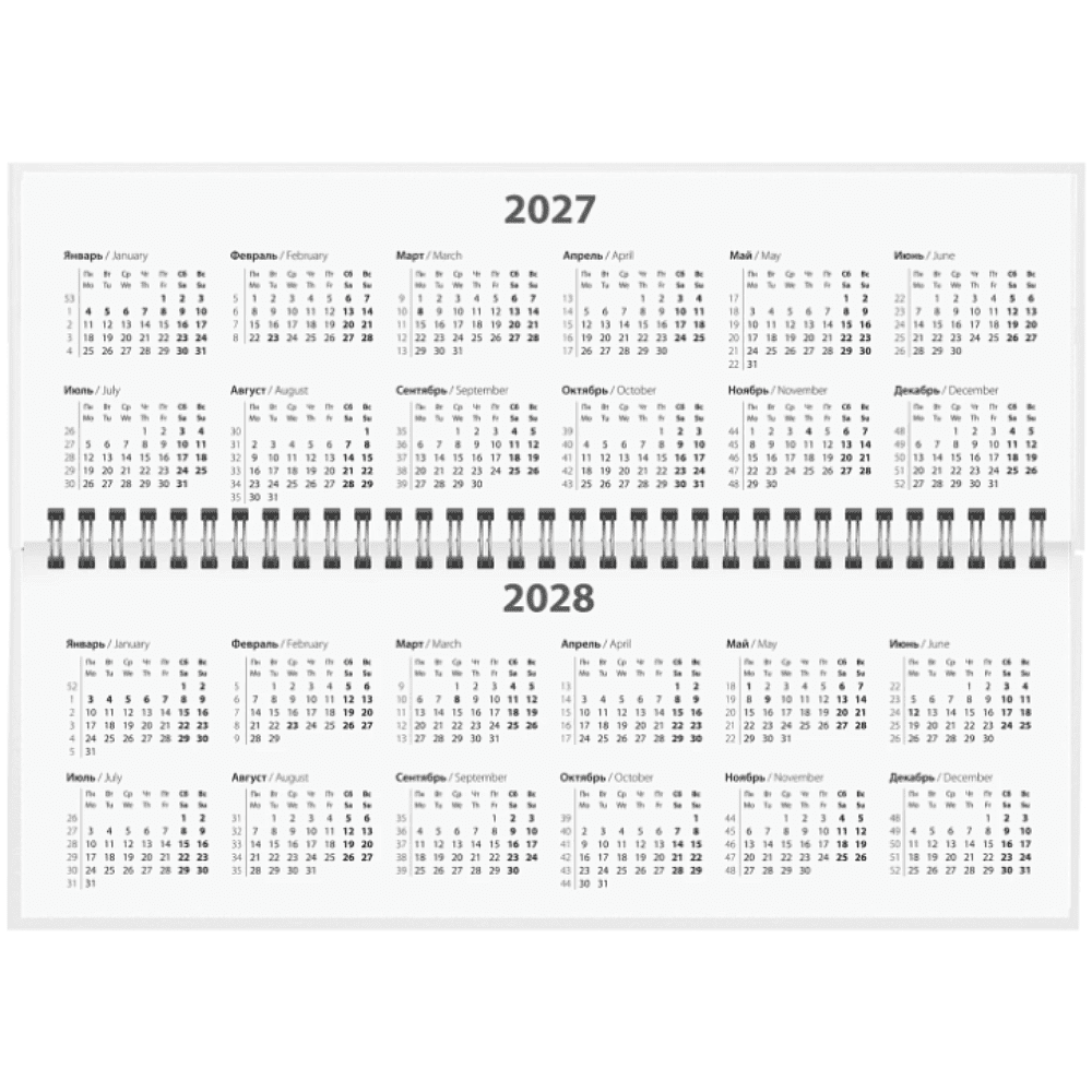 Планинг датированный "Нежность" на 2027 год, 285x112 мм, 128 страниц, розовый, голубой - 3