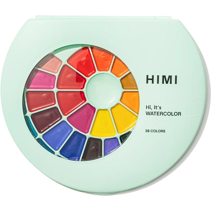 Краски акварельные "Himi", набор, 38 цветов, зелёный футляр