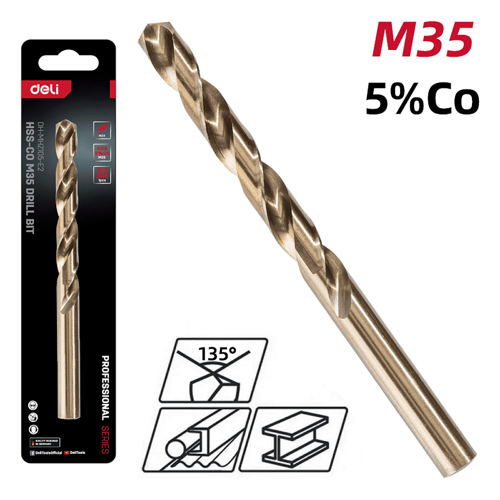 Сверло по металлу Deli RS EDH-MHZ100-E2, 10.0 мм, DIN 338, HSCo 5% - 2 Сверло по металлу Deli RS EDH-MHZ100-E2, 10.0 мм, DIN 338, HSCo 5% - 2