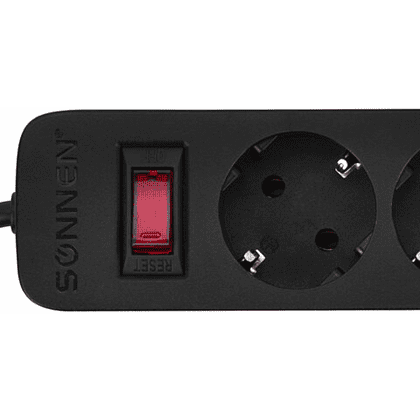 Сетевой фильтр Sonnen SPB-185, 1.8м, 5 розеток, черный - 2