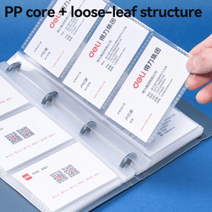 Визитница настольная "Deli", 140х198 мм, 90 карт, синий - 3