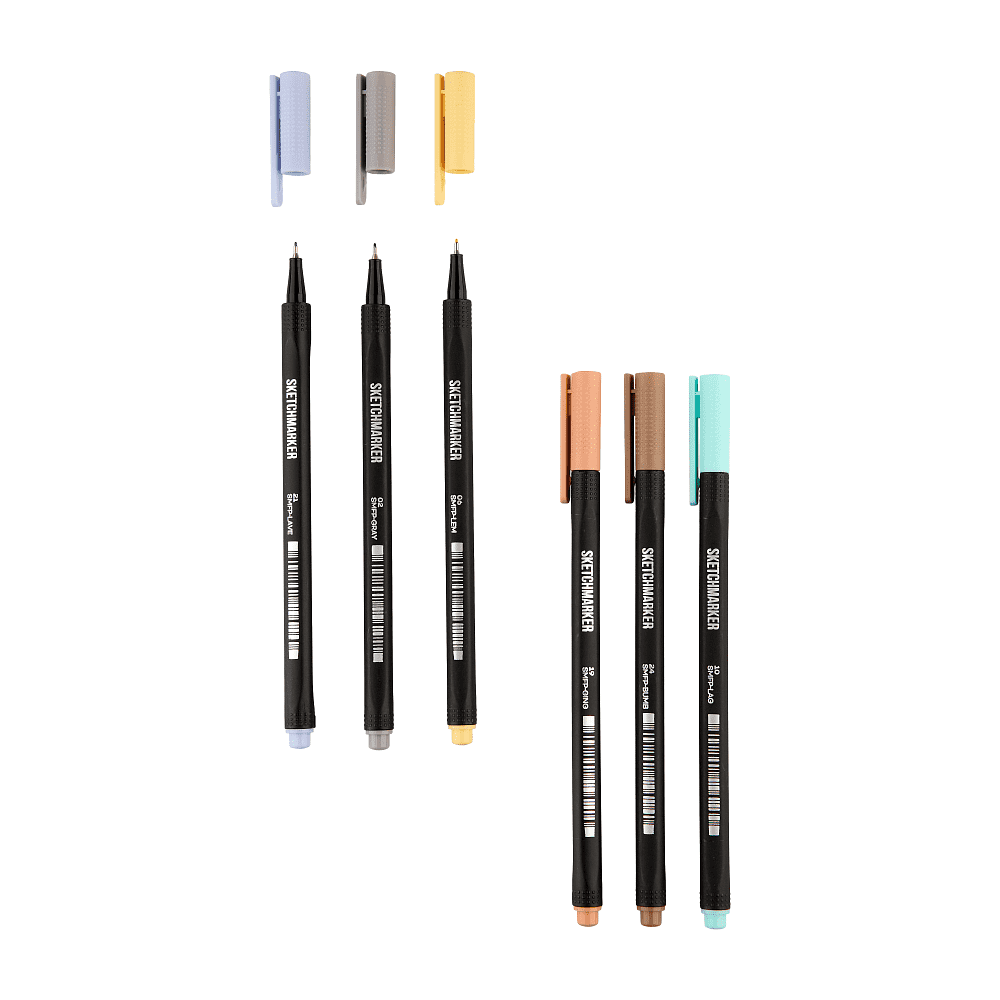 Ручка капиллярная "Sketchmarker Artist fine pen Pastel", 6 шт - 12