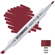 Маркер перманентный двусторонний "Sketchmarker", R90 красный темный