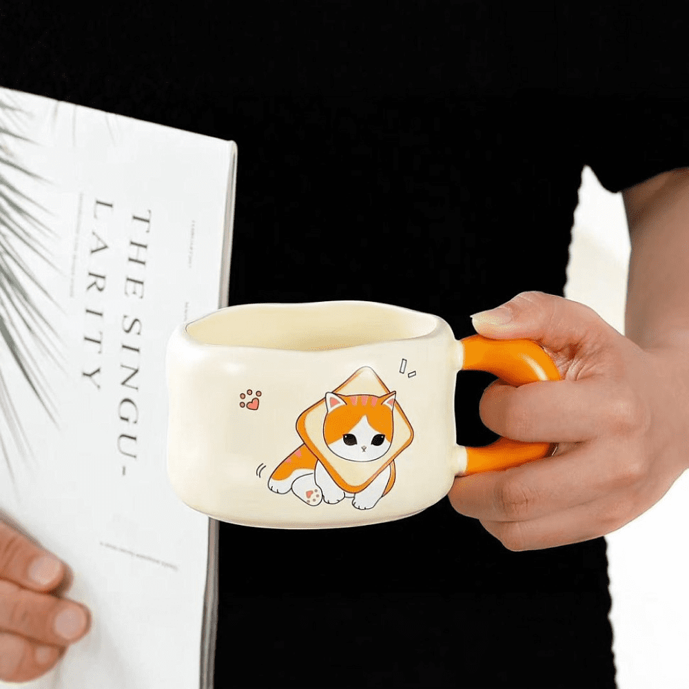 Кружка "Cat loves baking. Toast", керамика, 450 мл, бежевый, оранжевый - 2