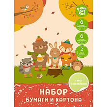 Набор картона и цветной бумаги "Лесной праздник", А4, 6 цветов, 15 листов