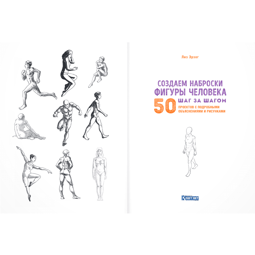 Книга "Скетчбук начинающего художника. Создаем наброски фигуры человека шаг за шагом. 50 проектов с подробными объяснениями и рисунками", Лиз Эрзог - 4