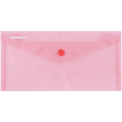 Папка-конверт на кнопке "Donau DL", dl, красный прозрачный