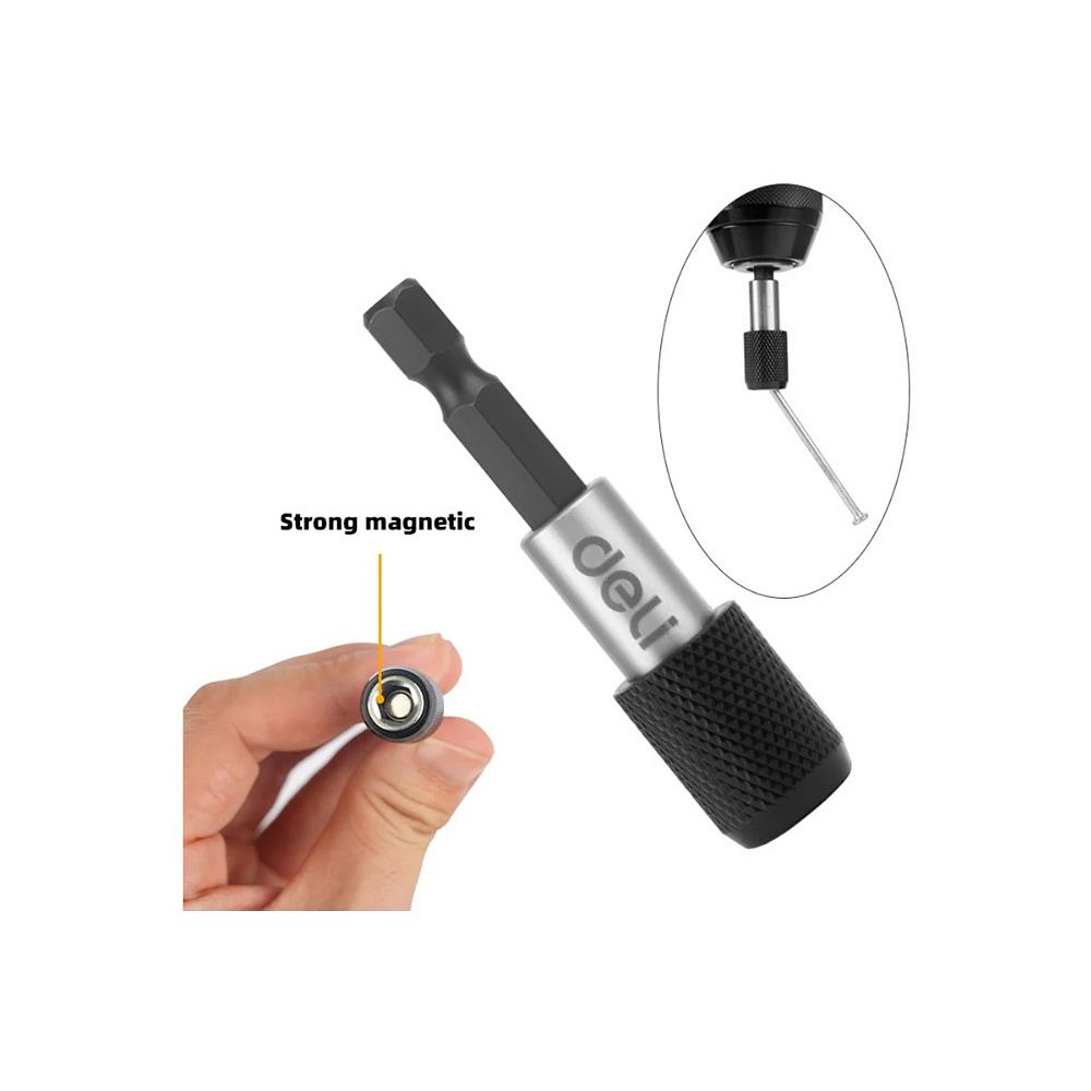 Держатель бит (насадок) Deli YS EDL107401, магнитный, набор 2 шт., 60мм, 1/4", с фиксатором - 7 Держатель бит (насадок) Deli YS EDL107401, магнитный, набор 2 шт., 60мм, 1/4", с фиксатором - 7
