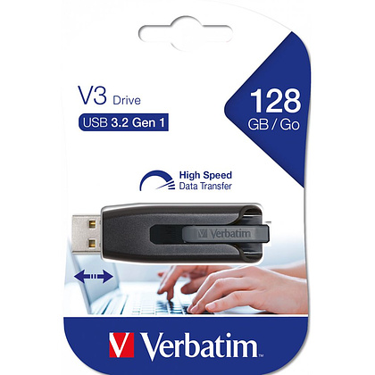 Карта памяти USB Flash "V3 Store 'N' Go",128 гб, usb 3.2, черный, серый - 3